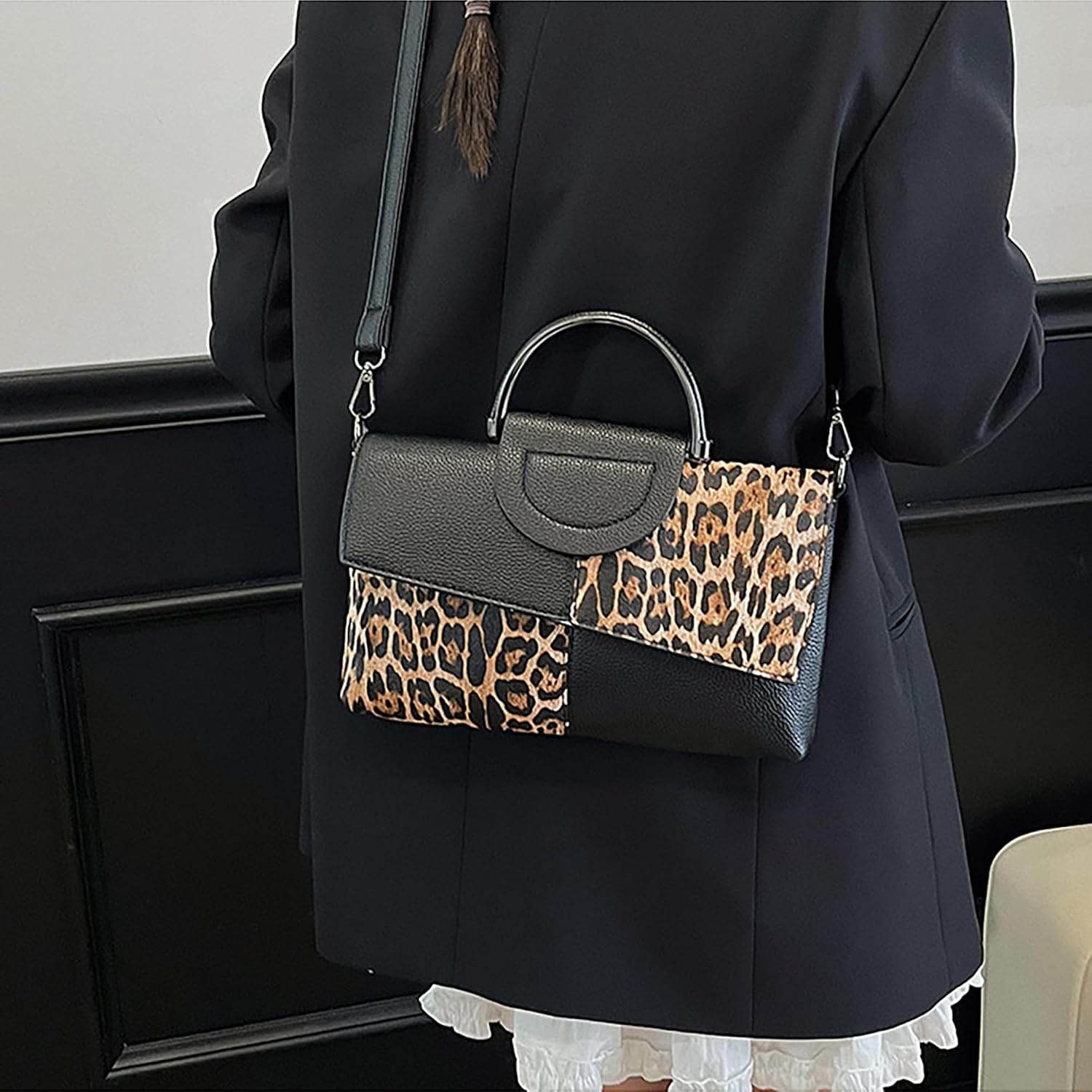 Women's Snakeskin Flap Tote Top Handle Satchel Handbag Pu Leather Clutch Purse Casual Shoulder Crossbody Bag - Image 9