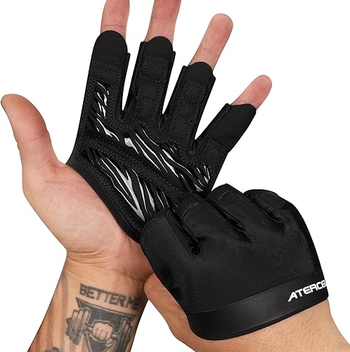 ATERCEL Guantes de entrenamiento de gimnasio para hombres y mujeres, guantes de levantamiento de pesas con protección completa de la palma y agarre