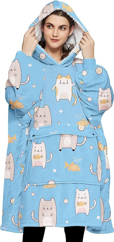 KFUBUO buzo con capucha para Adultos con Bolsillo y Gato, buzo con capucha de Gran tamaño