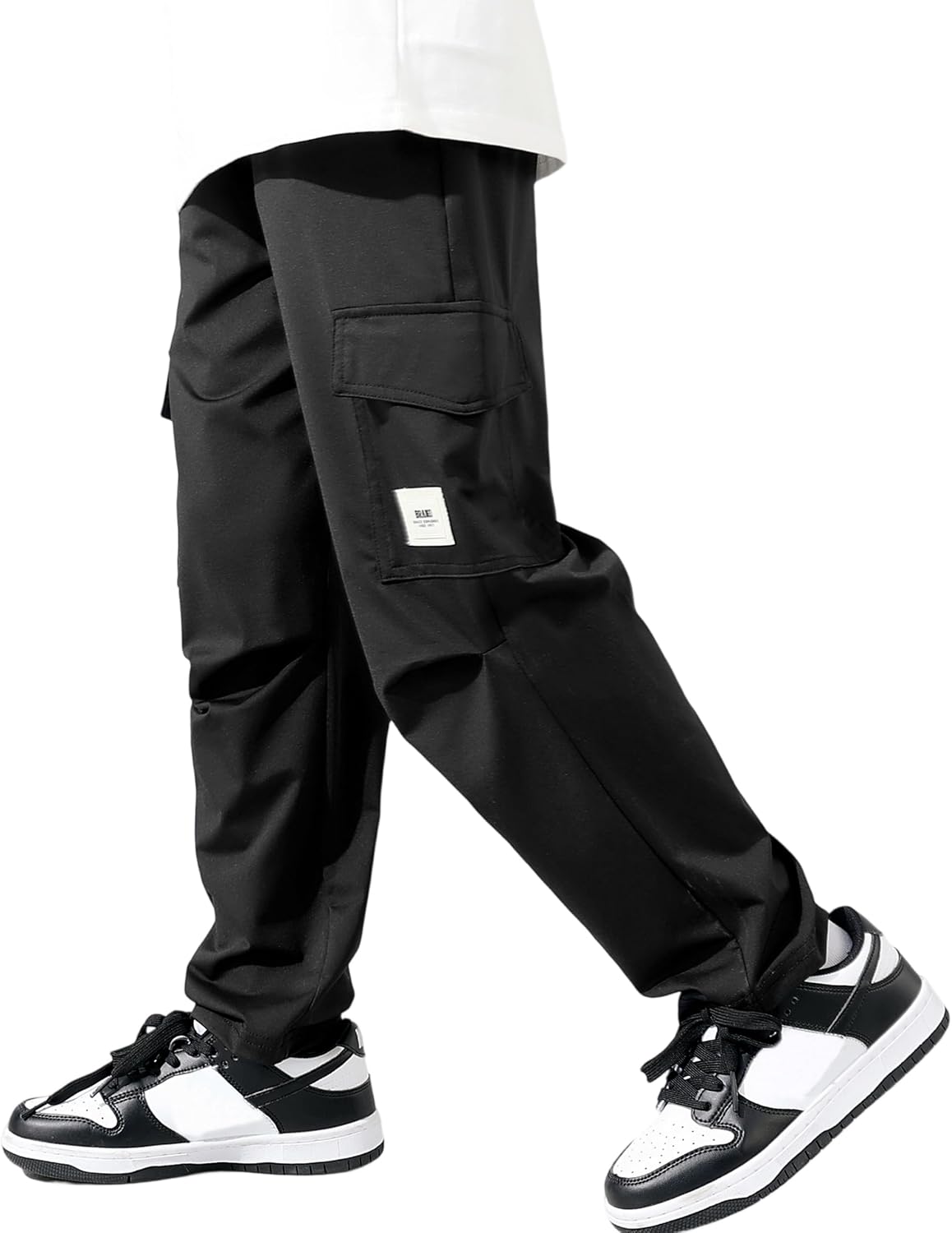 Rolanko Boys Quick Dry Lightweight Pants, Kids Girls Elastic Waist Cargo Trousers with Pockets for Sports Outdoor