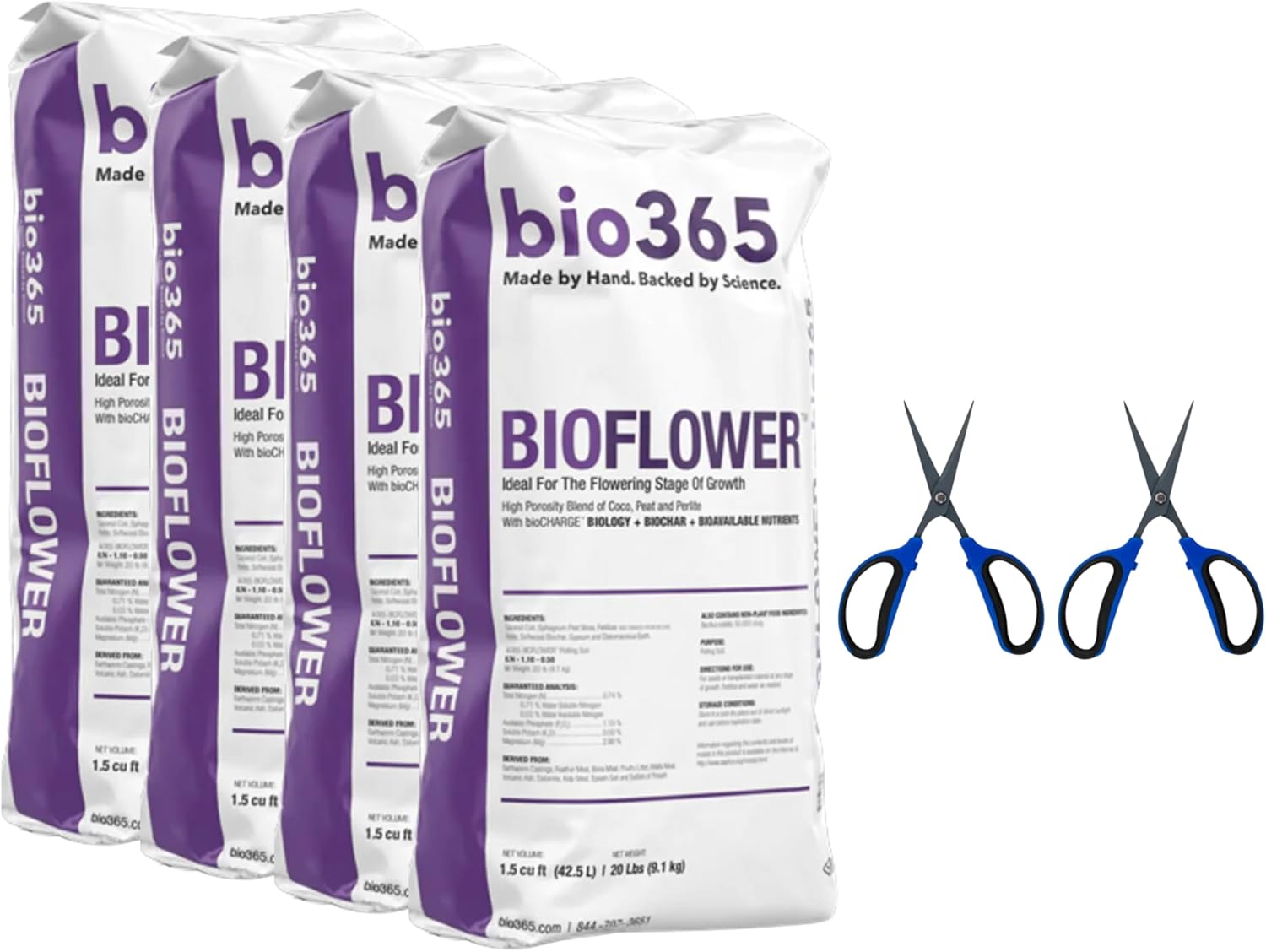 BIO3654PK BIO365 BIOFLOWER - 1.5cu ft - Bag - Blend of Fine Coir, Coarse Peat, & Super Coarse Perlite (4 Pack)
