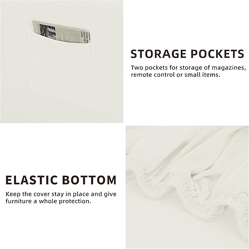 Miniatura 5 de Easy-Going Juego de funda elástica para sofá de 7 piezas, lavable, para 3 cojines de respaldo y asiento, funda antideslizante para sofá, protector