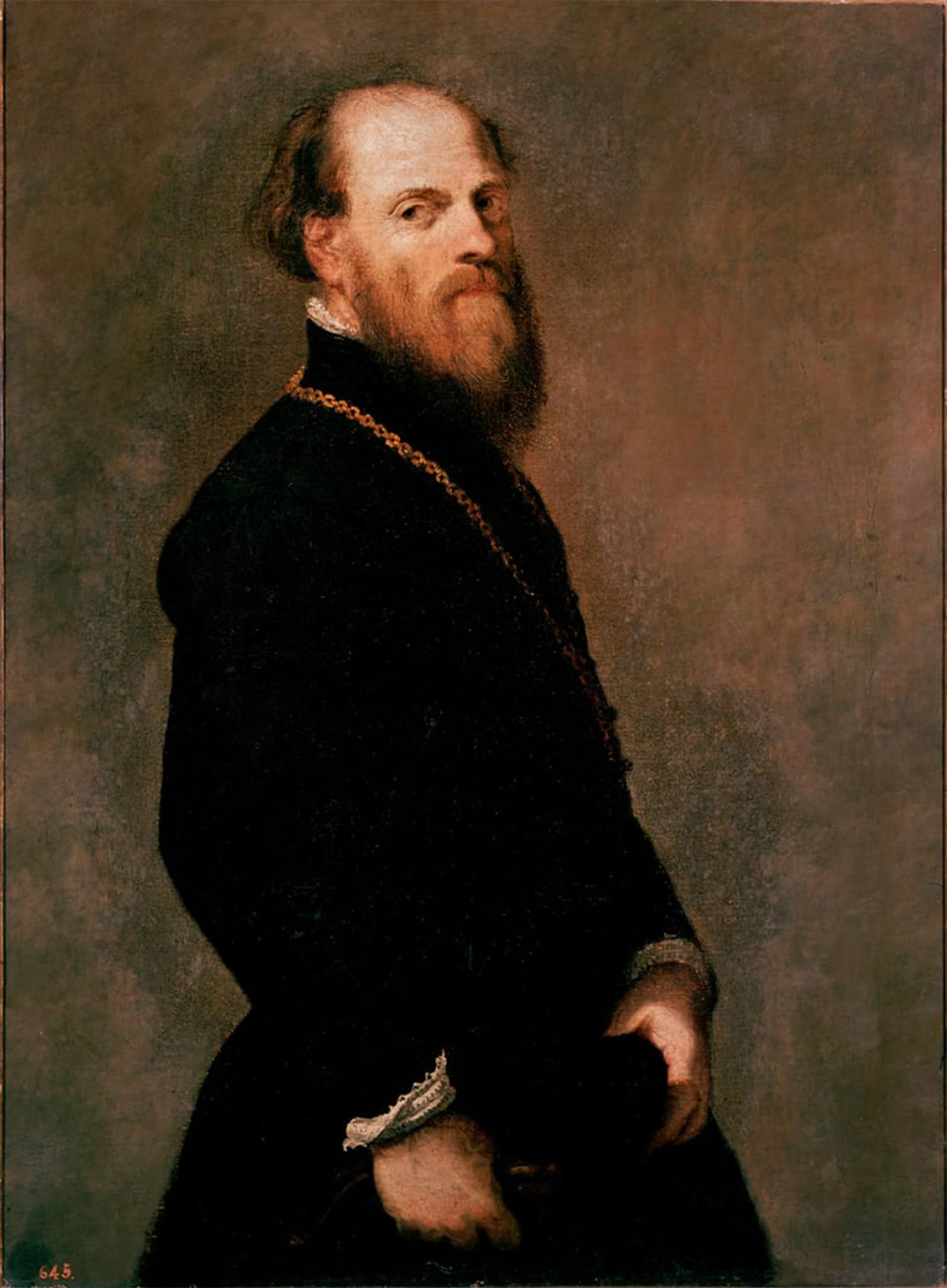 POSTERIIk Vintage Classic Picture Landscape Artwork Portrait of a Gentleman in the Gold Chain Painting by Jacopo Robusti Tintoretto Portrait Canvas Painting for Office Home Decor 60x90cm
