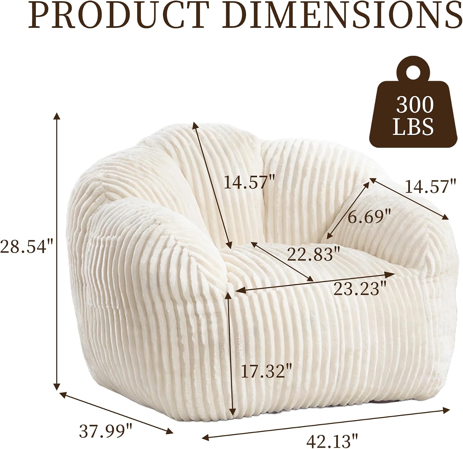 Bean Bag Chair with Memory Foam Filling for Adults