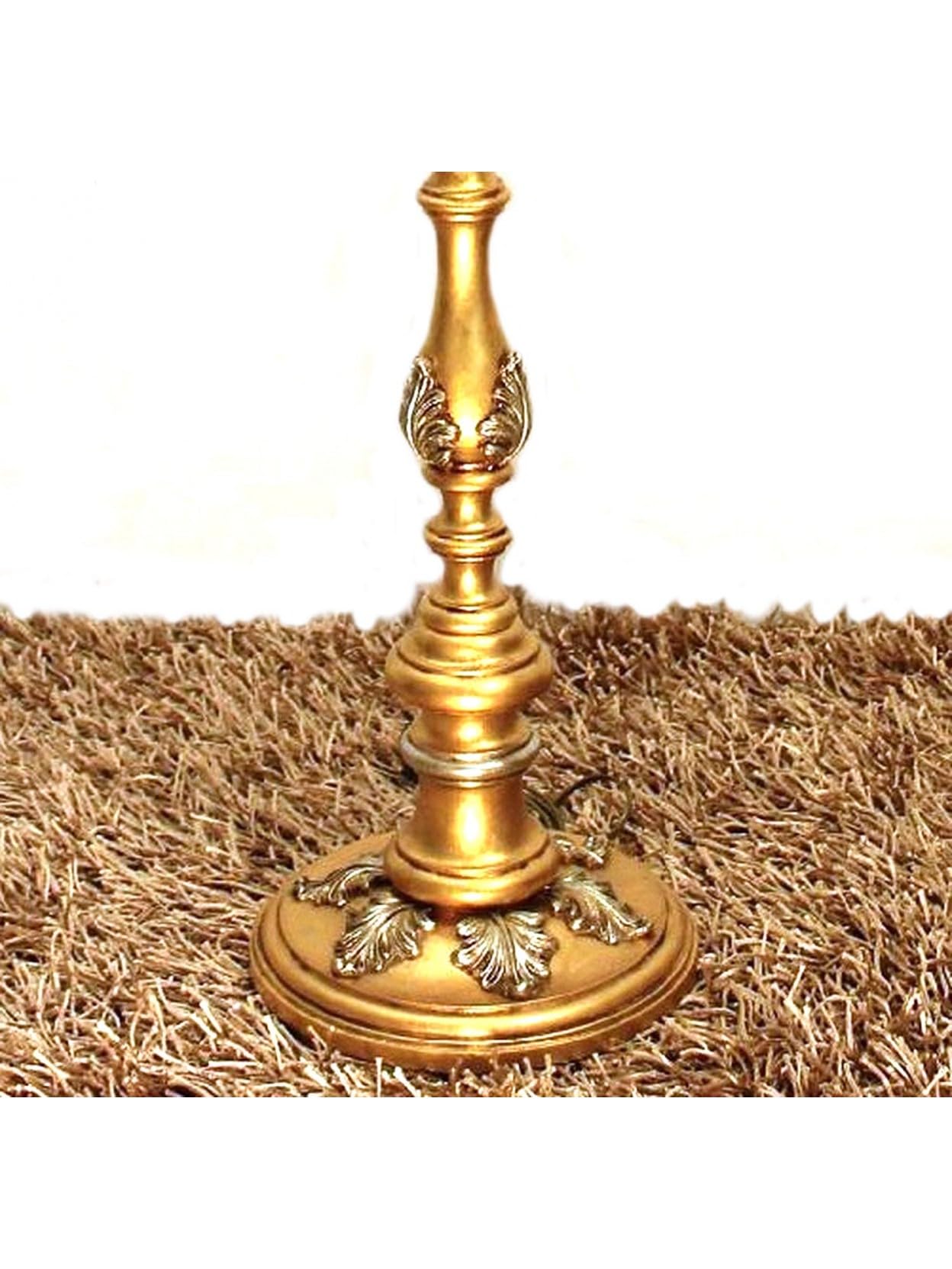 Generico Piantana, lampada da terra classica in legno foglia oro-argento 1 luce Dbs 100/pt per salotto, soggiorno, sala da pranzo, camera da letto.