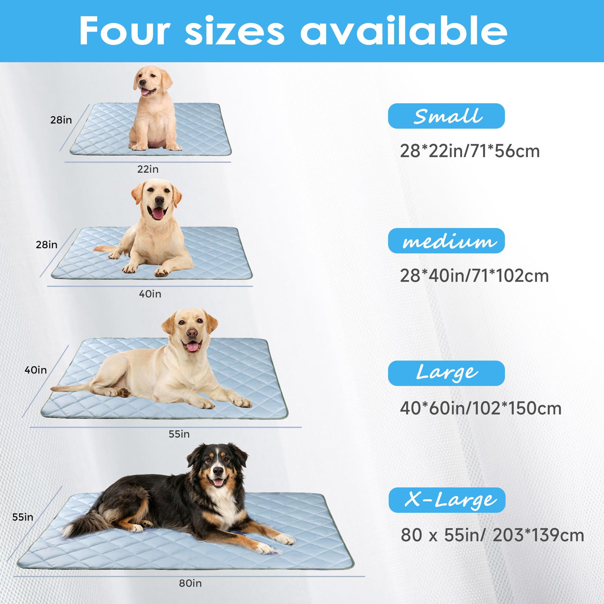Alfombrilla de refrigeración para perros, gatos, mascotas, lavable, para verano, para perrera, manta de hielo fresca para interiores y exteriores, artículos esenciales de playa, color gris claro,