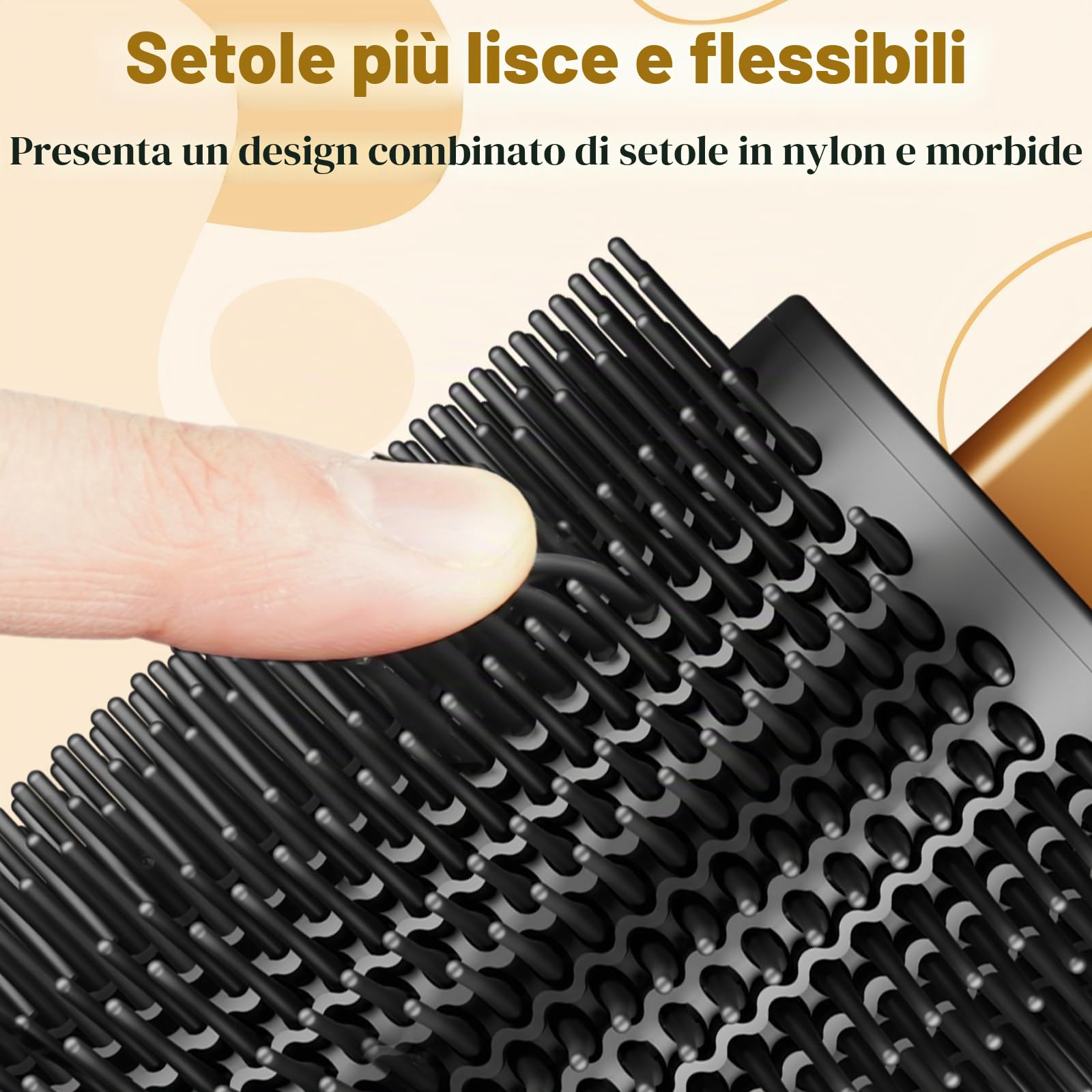 Spazzola rotonda grande da 7,6 cm per accessori Dyson Airwrap | Spazzola volumizzante rotonda da 7,6 cm, per Dyson Air Wrap, setole flessibili per arricciare il volume liscio, oro