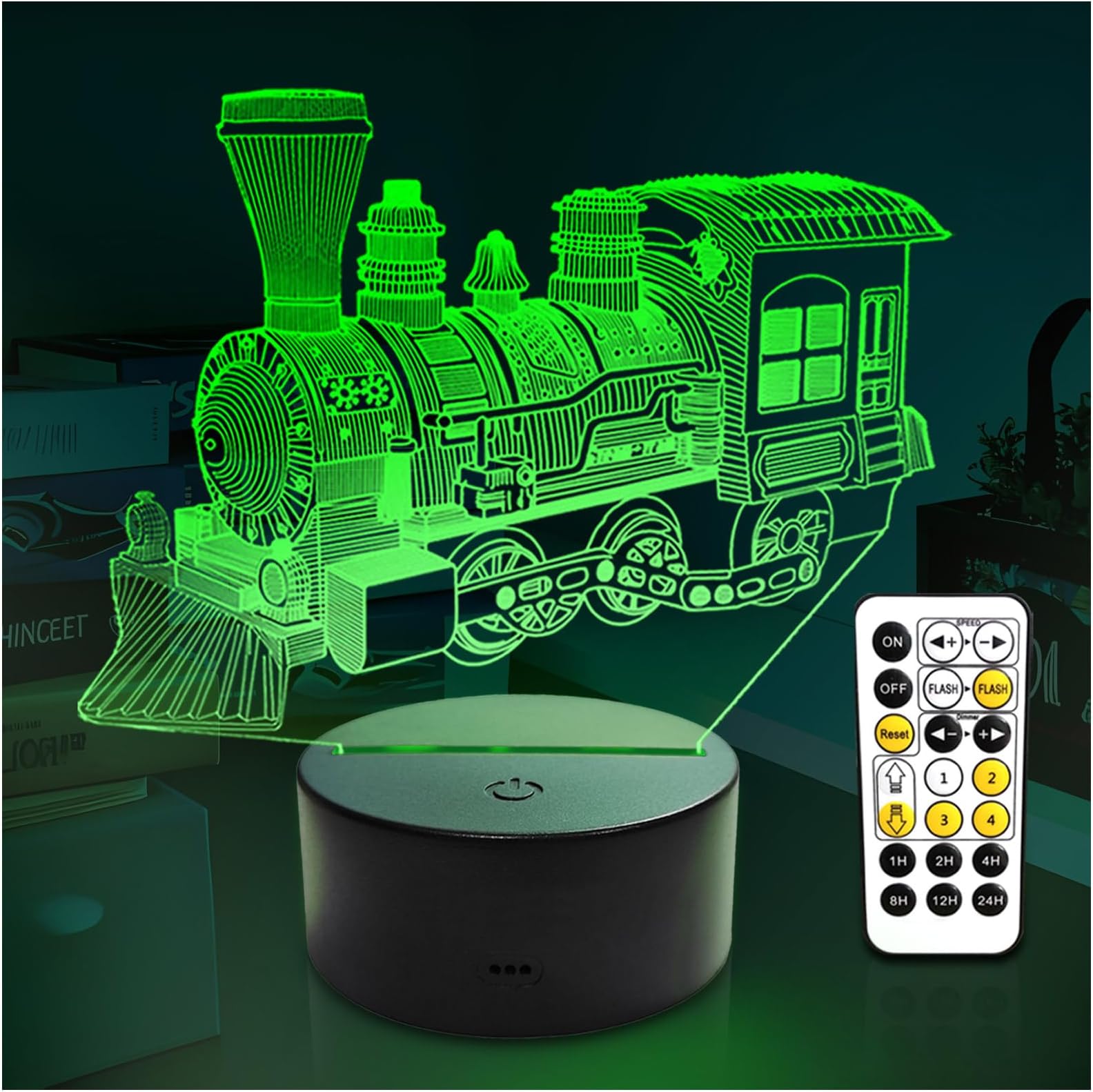 Kids Steam Train Gifts Night Light, Multi Colors Change Dimmable Remote Timer Control Night Lamp for Kids Boys Teens, Bedroom Table Train Theme Decor, Smart Touch 3D Illusion Night Light