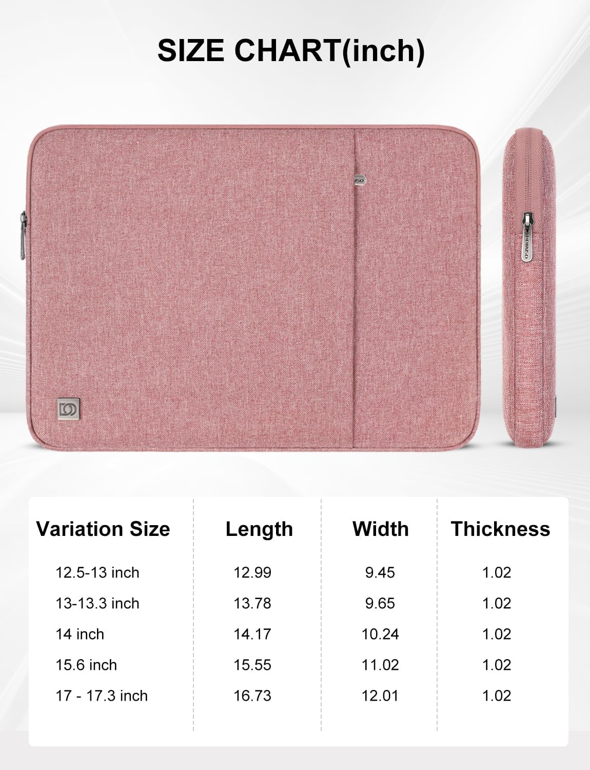 DOMISO 17 inch Laptop Sleeve Case Notebook Bag Protective Carrying Handbag for 17.3" Notebook/Dell Inspiron/MSI GS73VR Stealth Pro/IdeaPad 300 320 321/HP Envy/LG Gram 17"/ASUS ROG Strix GL702VS,Pink - Image 8
