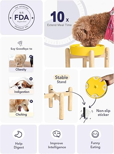 Vista 235 de LE TAUCI Cuencos de cerámica para perros de alimentación lenta, 3 tazas de alimentación lenta, tazón para perros de raza mediana y grande, cuenco