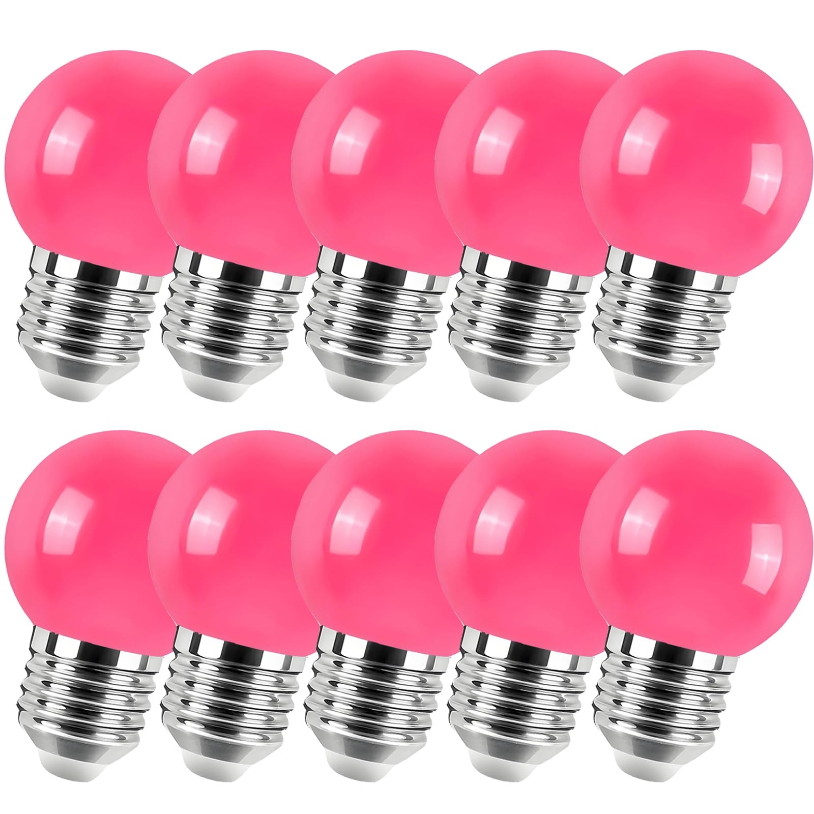 Jiotouhu 10 Pack Pink LED Bulbs E27 G45 2W Lighting Bulbs, Coloured GolfBall Bulb, Golf Light for Outdoor Indoor Decorative — image 1