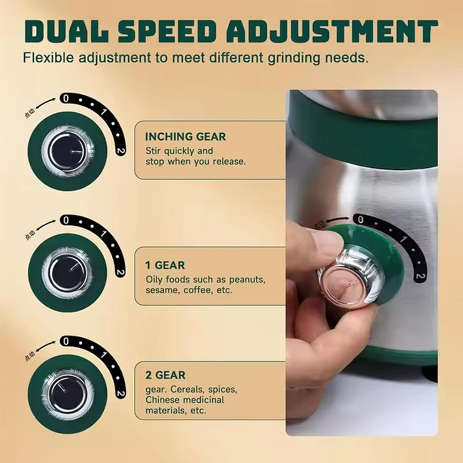 500W Wet & Dry Grinder Coffee Mill,Food Processor with 3 Removable Stainless Steel for Grains, Beans And Spices Processing