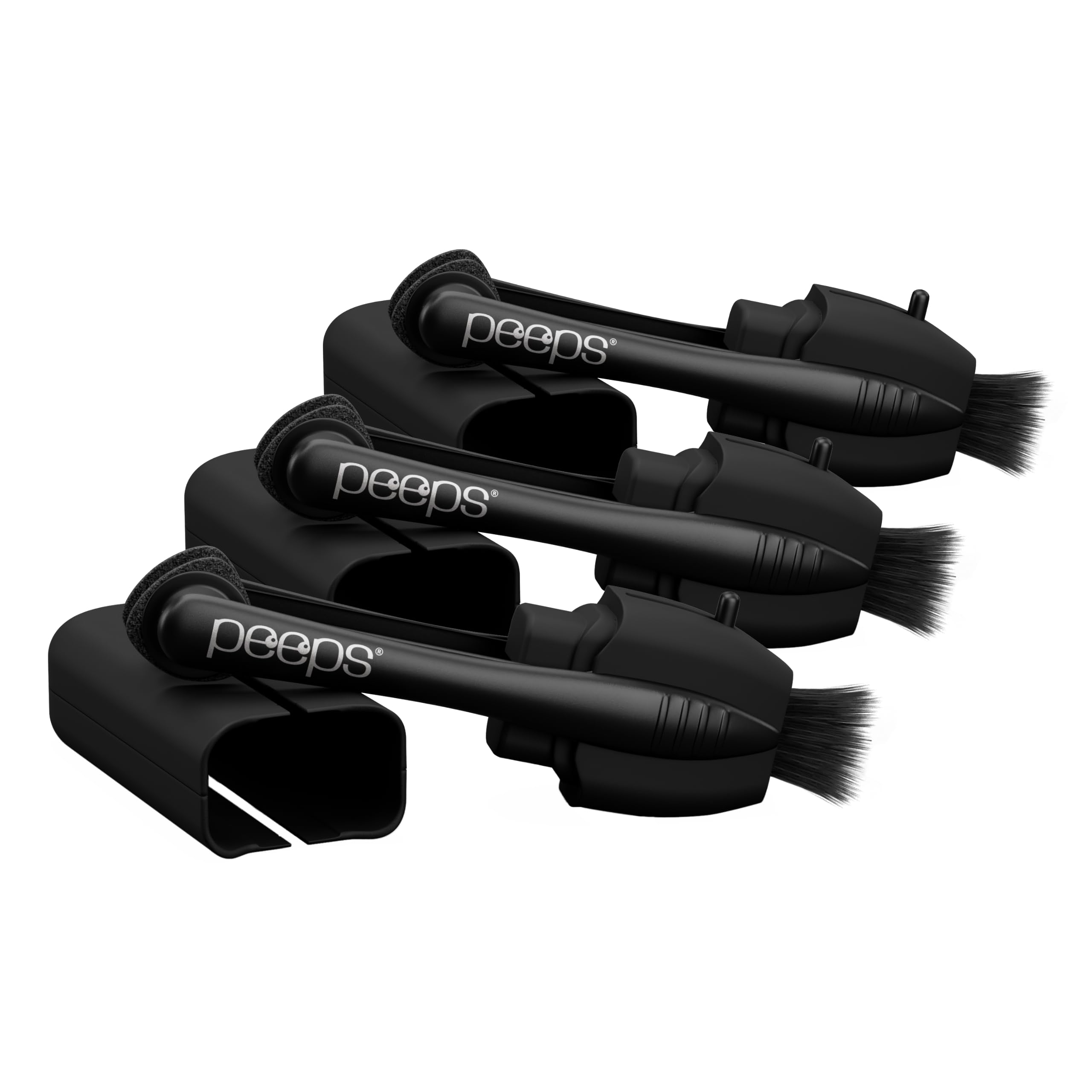 CarbonKlean Peeps Glasses Cleaner - for Eyeglasses, Reading Glasses, and More - Lens Cleaner with Carbon Microfiber Tech - Soft Touch Black - 3 Count