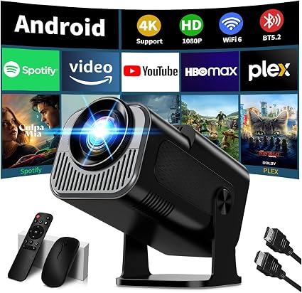 Brand Nonete Mini Projector with 4K Support & WiFi/Bluetooth