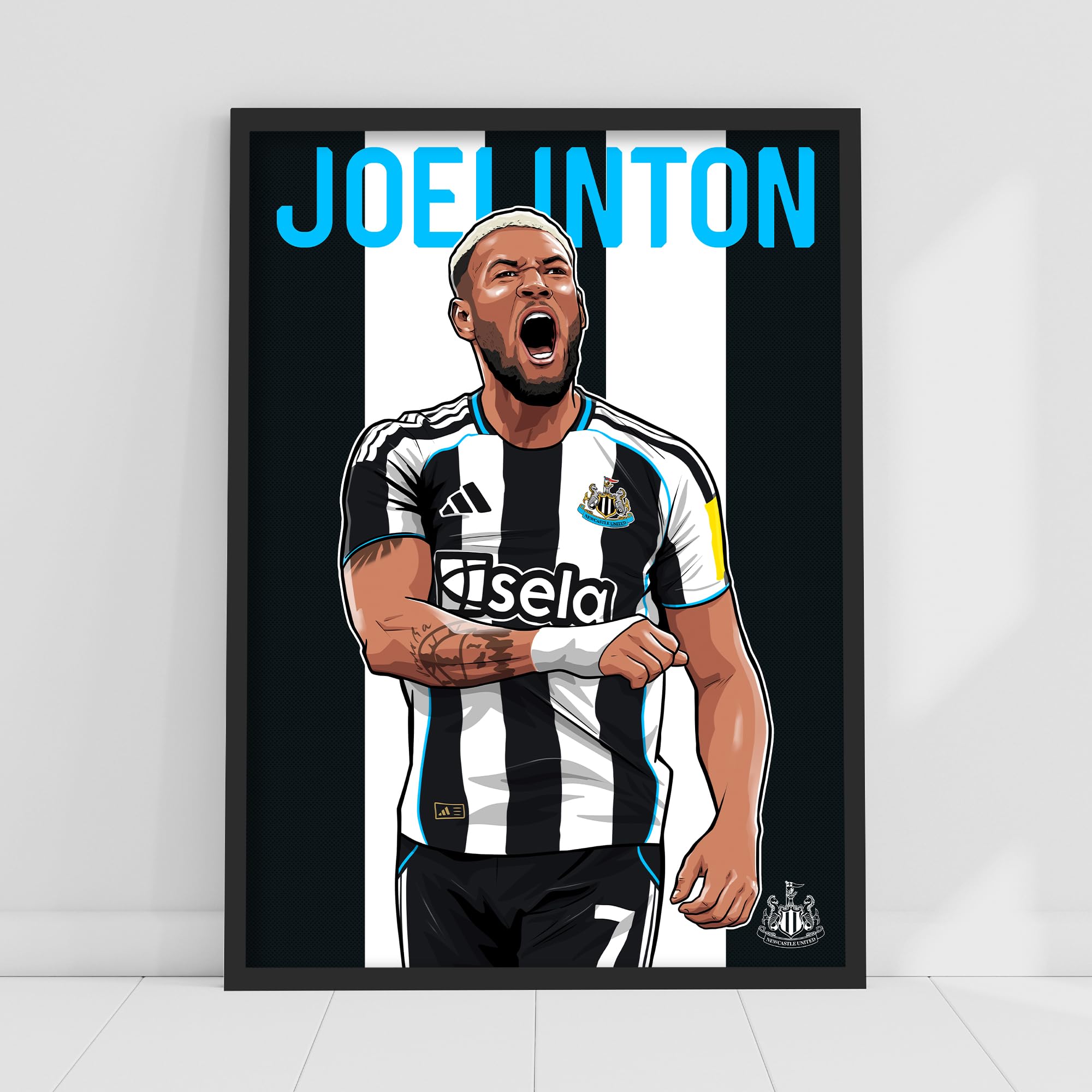 Themed Newcastle United FC Print - Joelinton Illustration Poster Football Wall Art (21cm x 29.7cm - A4)