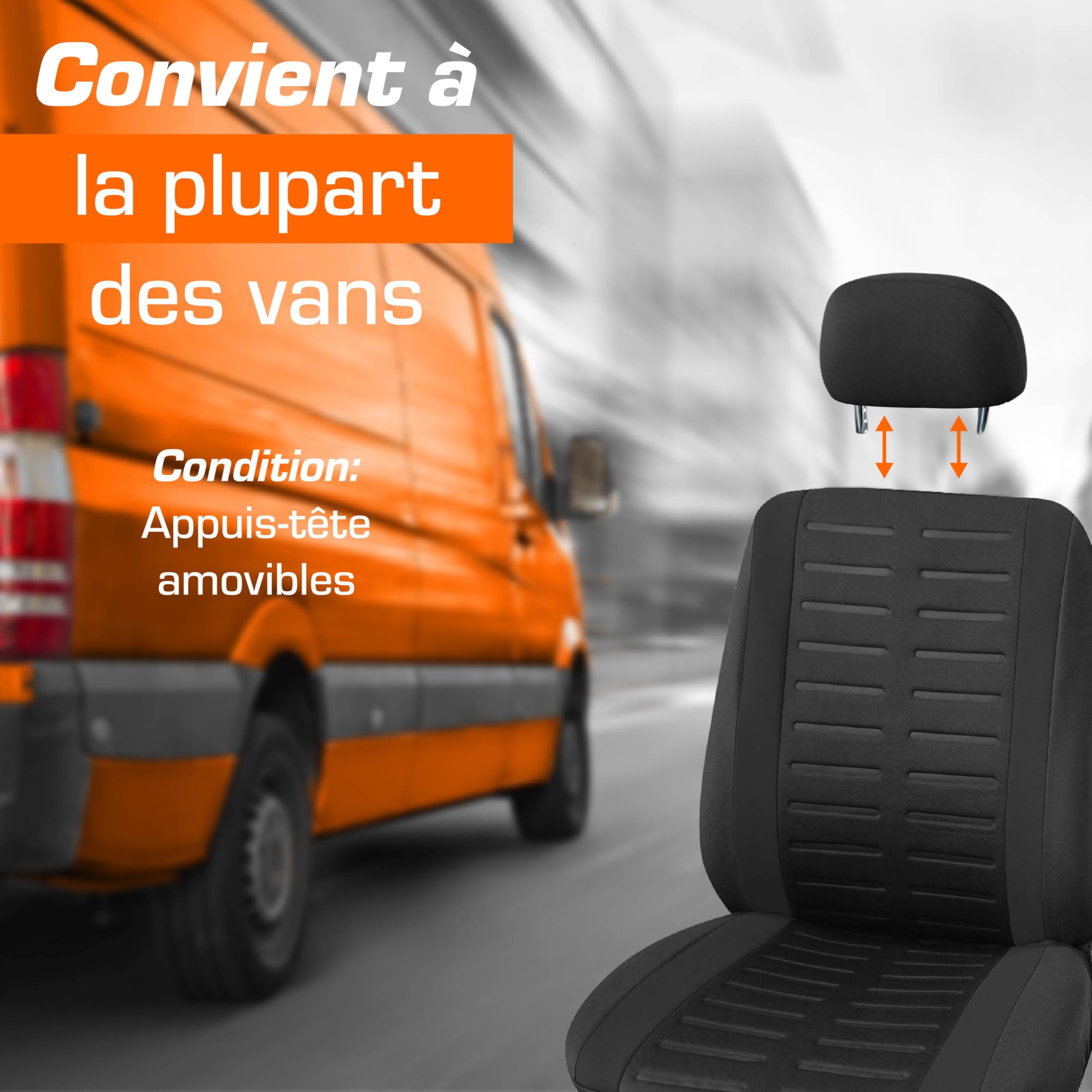 upgrade4cars Housses de Siège de Camion Avant Universelle Noir | Pour la plupart des utilitaires & vans | respirant & pratique