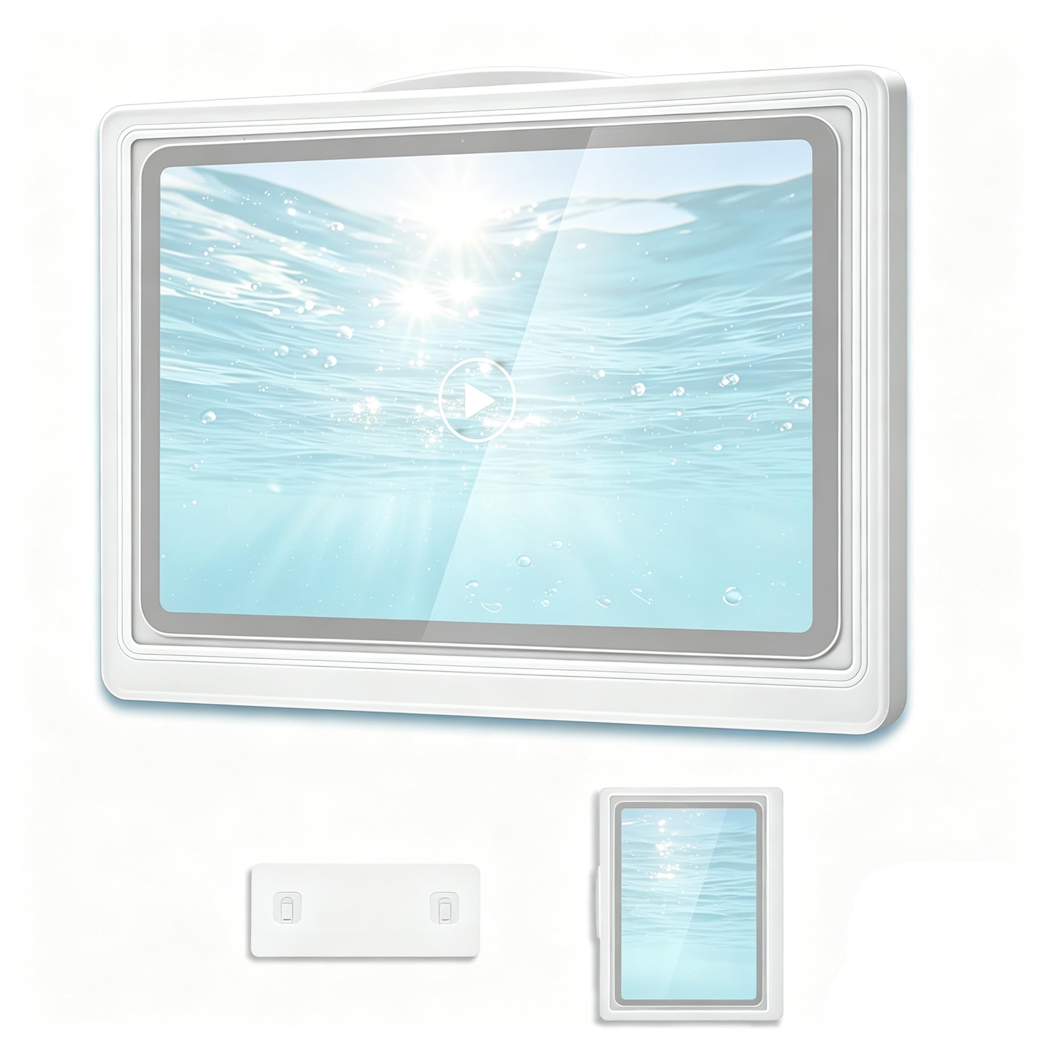 ZORBES® Waterproof Tablet Holder Wall Mount Rotatable Touchscreen Case | Smooth touch moistureproof sealed design ideal for bathroom kitchens shower cooking-image-5