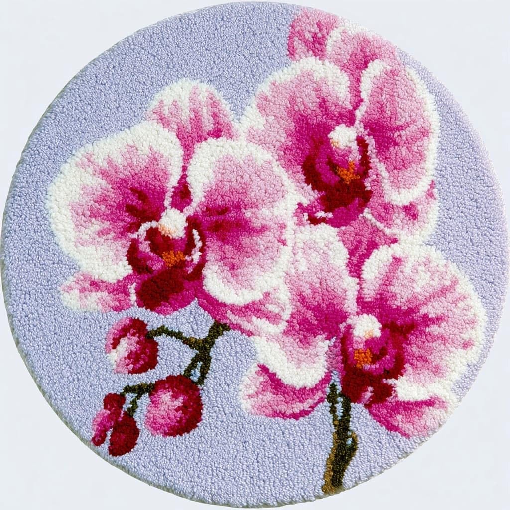 Ambattery Latch Hook Rug Kits-G Latch Hook Rug Kit Latch Hook Kits,Phalaenopsis Orchid Flowers