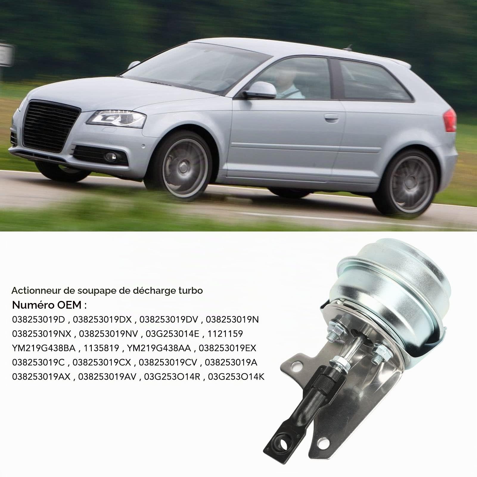 Actionneur Turbo Wastegate Haute Sensibilité Robuste Performances Stables pour 1.9 TDI Kit Complet de Turbocompresseur Turbo, avec Actionneur Wastegate