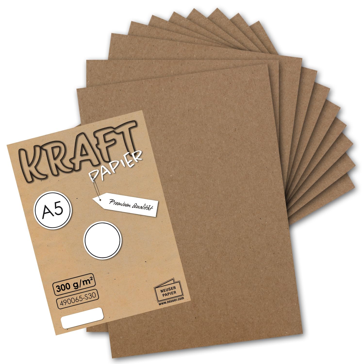 NEUSER PAPIER 50x Vintage Kraft Paper, DIN A5-21 x 14.8 cm, sustainable natural brown recycled paper