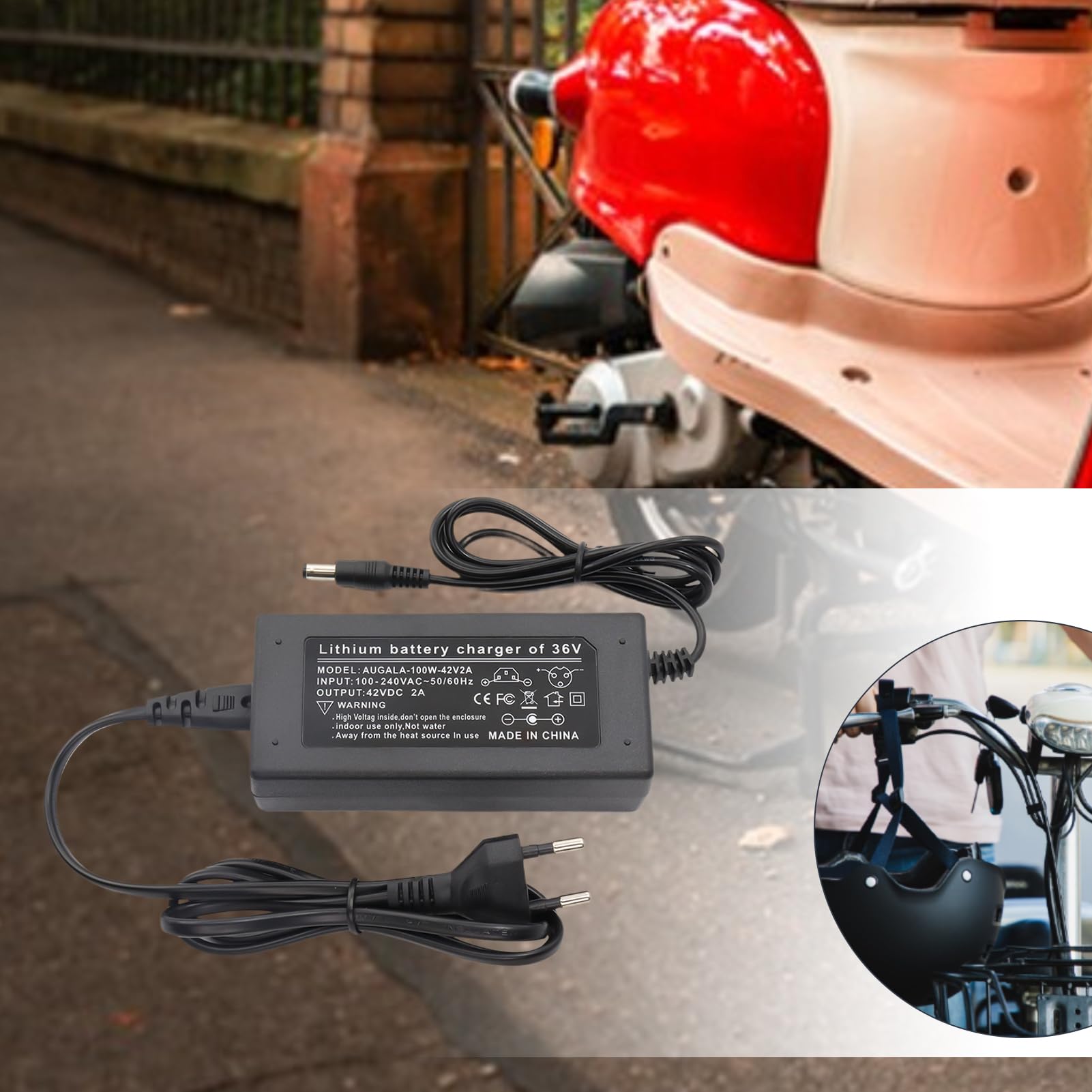 Cargador de Batería para Scooter | Cargador de Batería 42V2A de Carga Rápida - Accesorios de Carga para Patinetes y Bicis Eléctricas