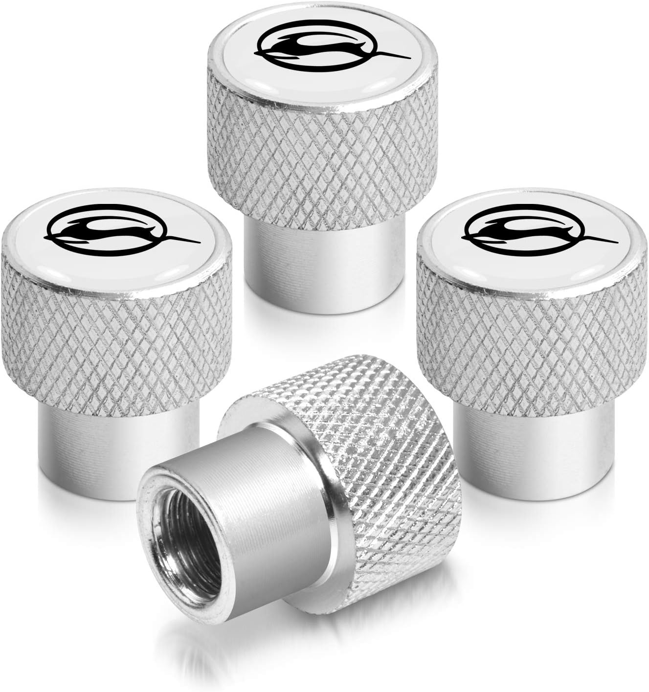 iPick Image for Chevrolet Impala Logo in Black on Shining Silver Easy-Grip Aluminum Tire Valve Stem Caps - Official Licensed