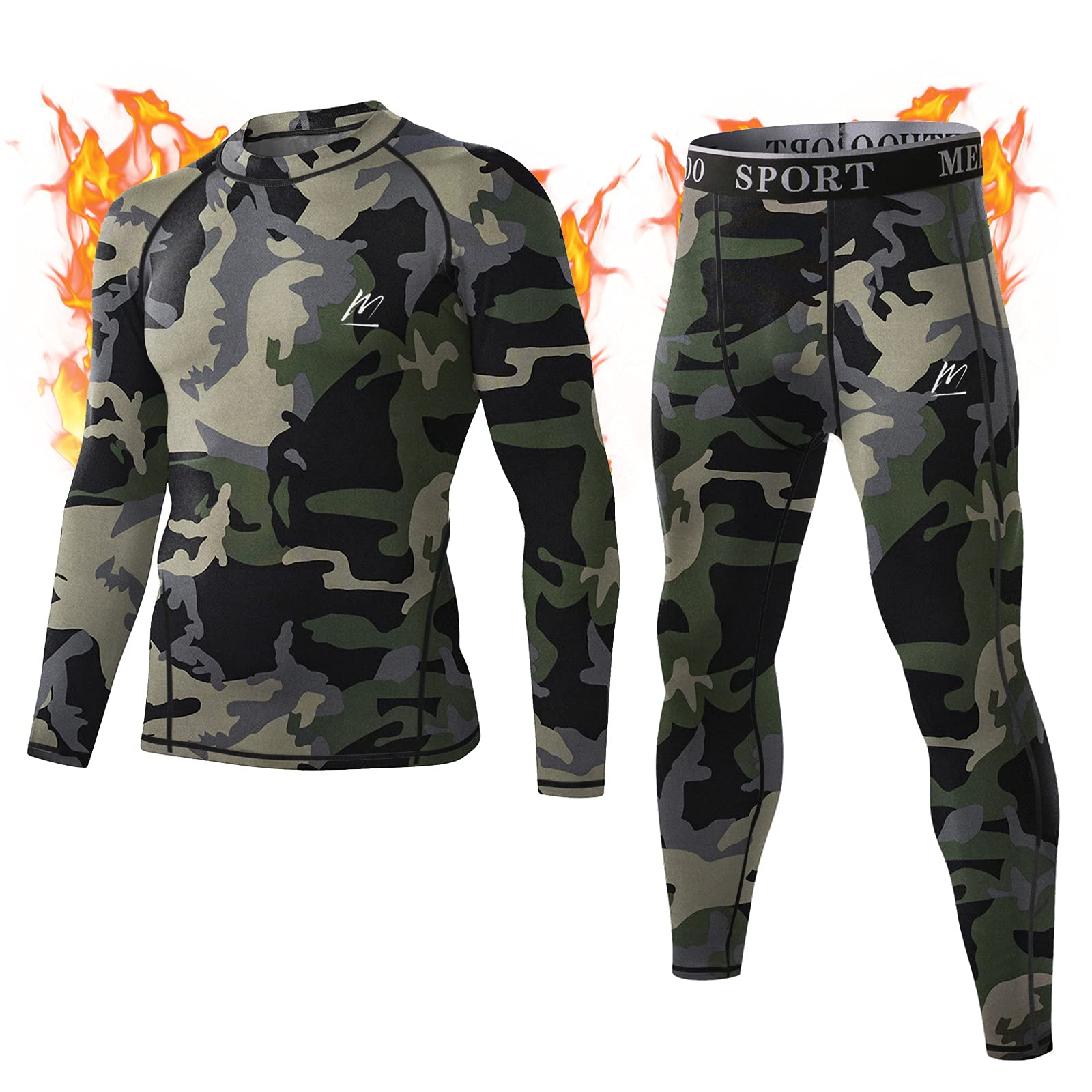 MeetHoo Biancheria Intima Termica Uomo, Biancheria Funzionale Uomo Quick Dry Maglia Termica Invernali da Sport Compression Baselayer per Corsa Ciclismo Calcio