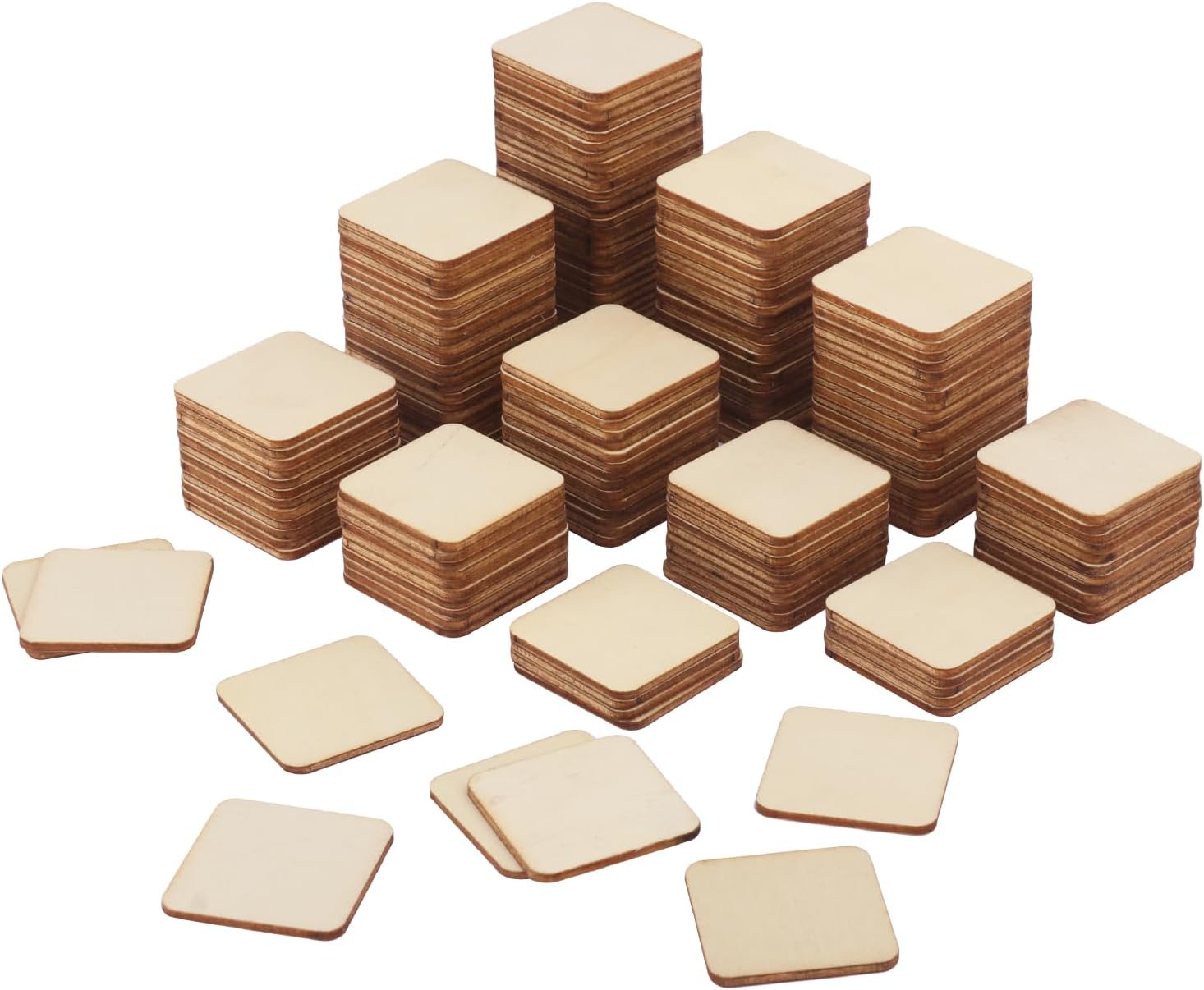 800 PCS 1.5 Inch Unfinished Wood Pieces, Wood Squares, Premium Wooden Cutout Tiles for DIY Crafts, Painting, Writing by GNIEMCKIN