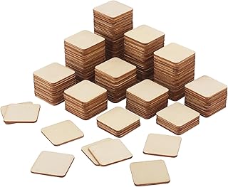 800 PCS 1.5 Inch Unfinished Wood Pieces, Wood Squares, Premium Wooden Cutout Tiles for DIY Crafts, Painting, Writing by GNIEMCKIN