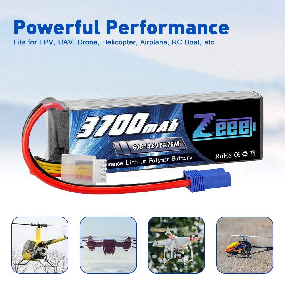 Zeee 4S Lipo Battery 6000mAh 14.8V 100C with EC5 Plug Soft Case for Ai