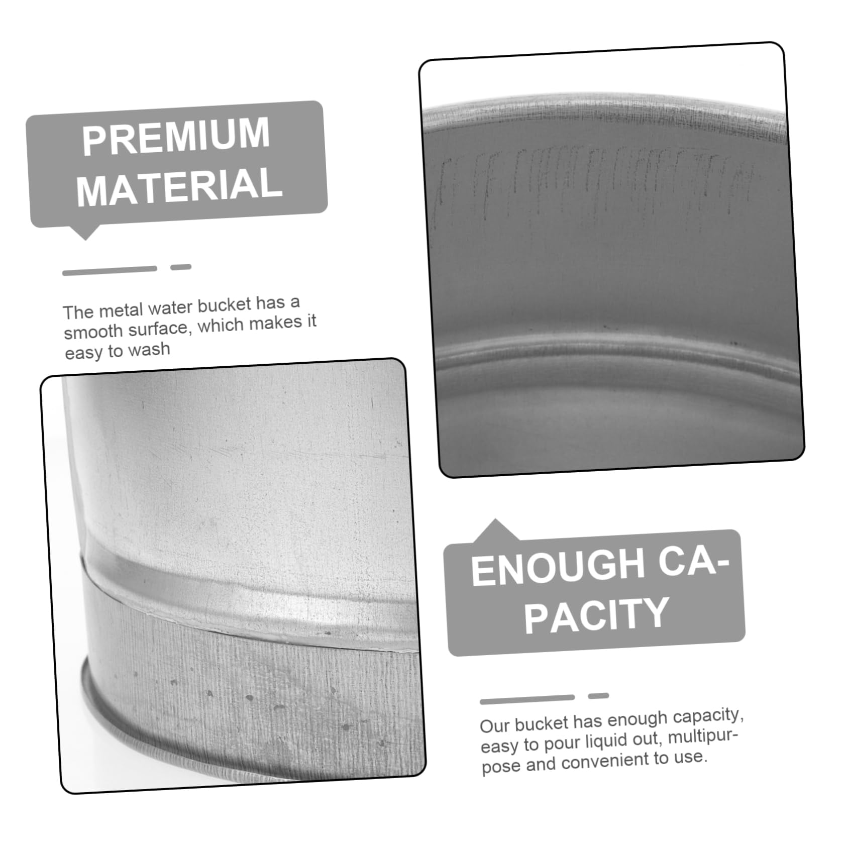 Levemolo Thickened Iron Bucket Small Galvanized Bucket Camping Water Metal Wash Portable Water Container