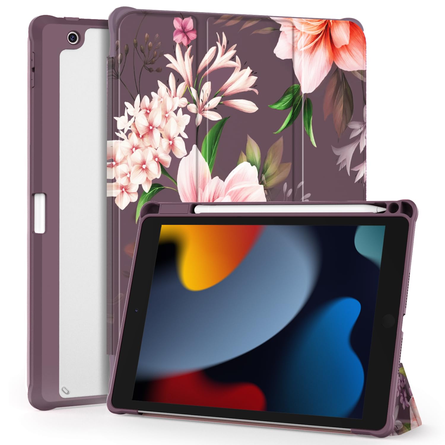 OKP for iPad 9th/ 8th/ 7th Generation Case (2021/2020/2019), iPad 10.2 inch Cases with Trifold Stand, Slim ipad 9/8/7 th gen Cover with Pencil Holder
