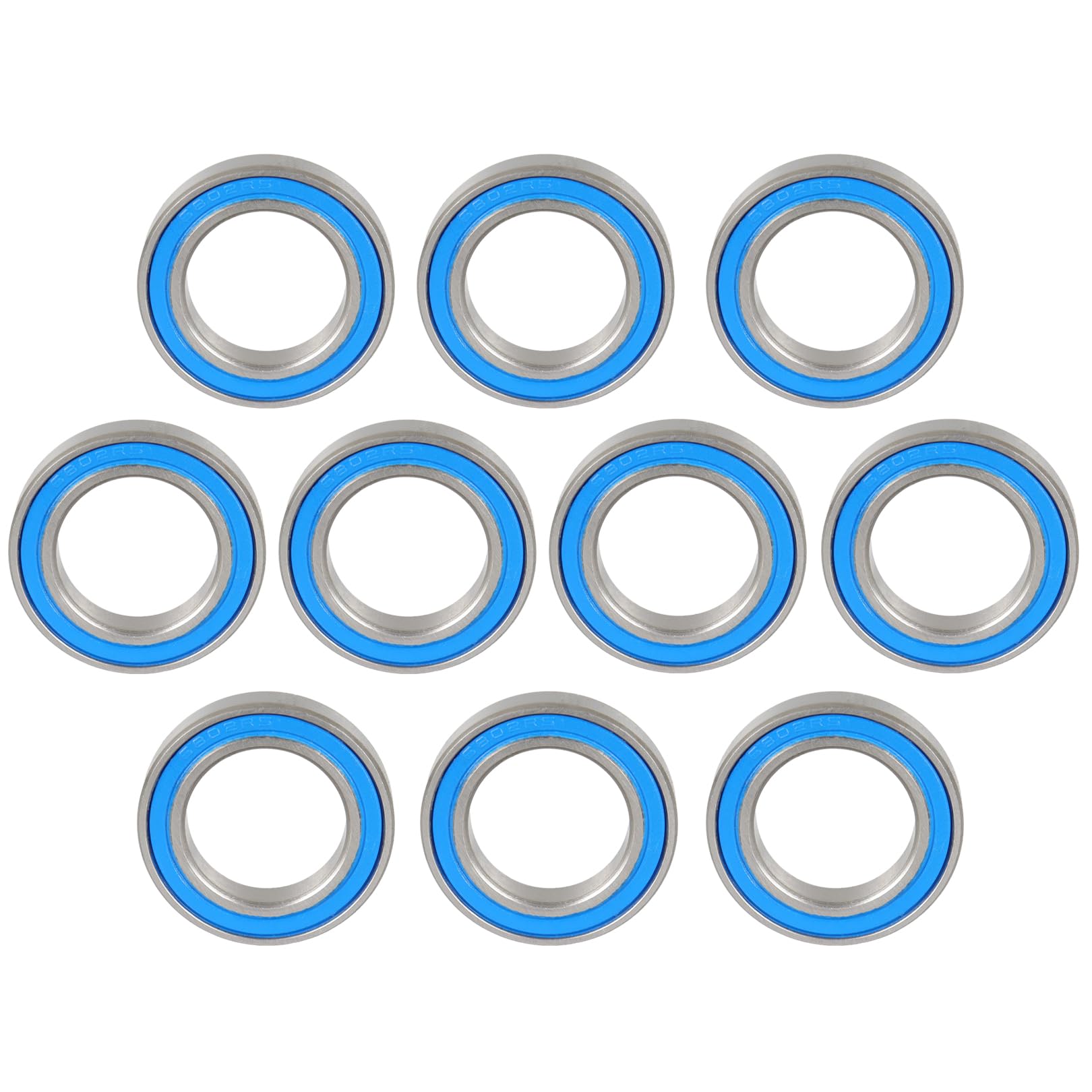 KABOBEARING 10 Pcs 6802-2RS Bearings ABEC-5 Level 15x24x5mm, Double Rubber Seals and Pre-Lubricated, Deep Groove Ball Bearing.