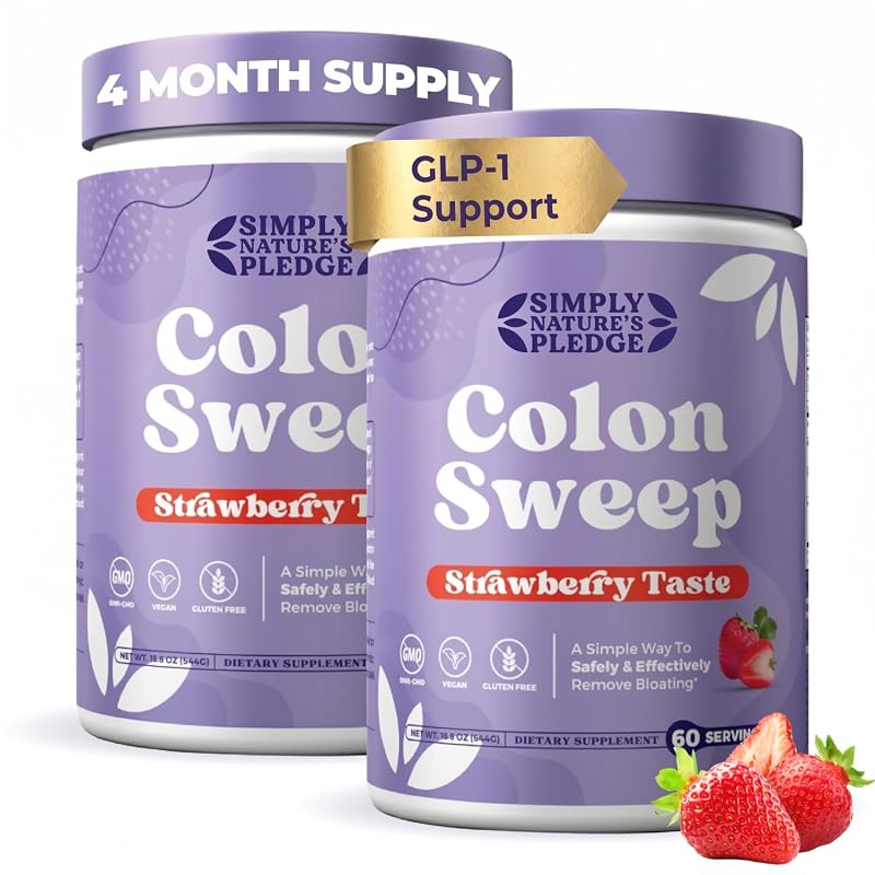 COLON SWEEP Suplemento de fibras com psyllium e probióticos, sabor morango, 2 bilhões de UFC, 896 g