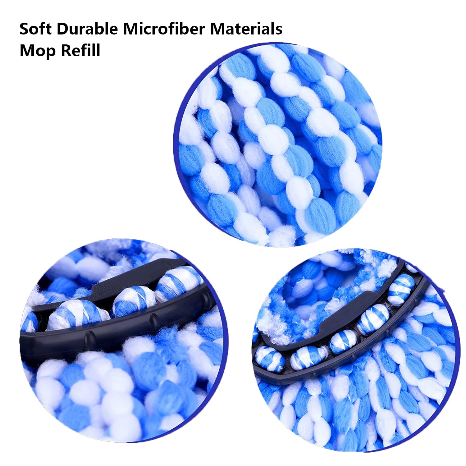 WANGCL Lot de 4 têtes de rechange pour balai à franges O-Cedar EasyWring RinseClean en microfibre pour système à 2 réservoirs (bleu)