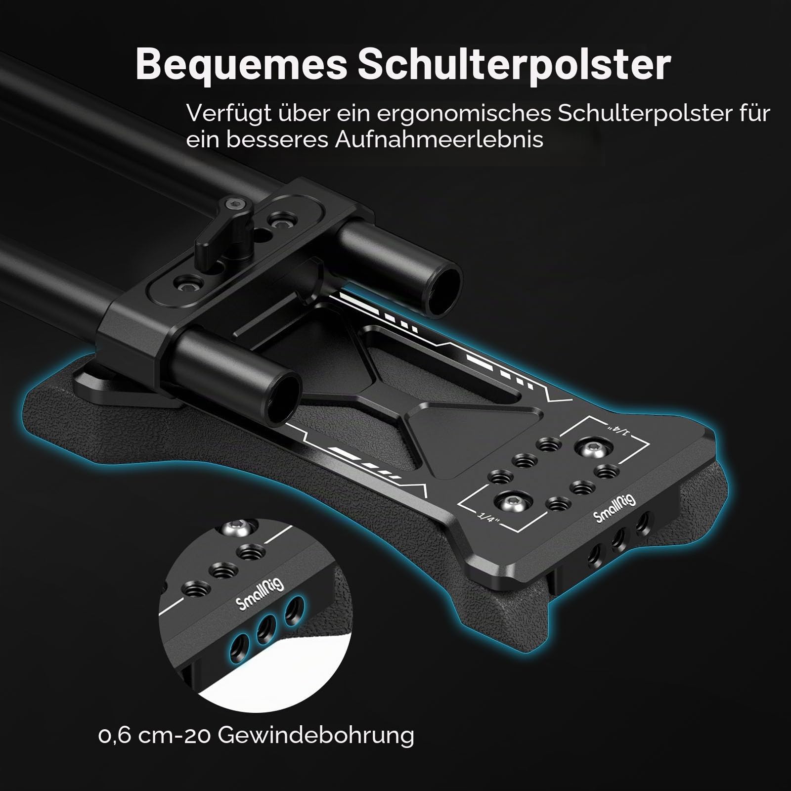 SMALLRIG Camera Shoulder Rig Basic Schulterset für DSLRs und spiegellose Kamera-Rig, Schulter-Rig mit Universal-Grundplatte - 2896C