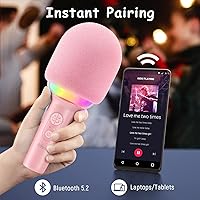 Vista 6 de FIFINE Micrófono de karaoke con altavoz inalámbrico Bluetooth, micrófono portátil de mano para cantar, micrófono para niños, adultos, niños y niñas