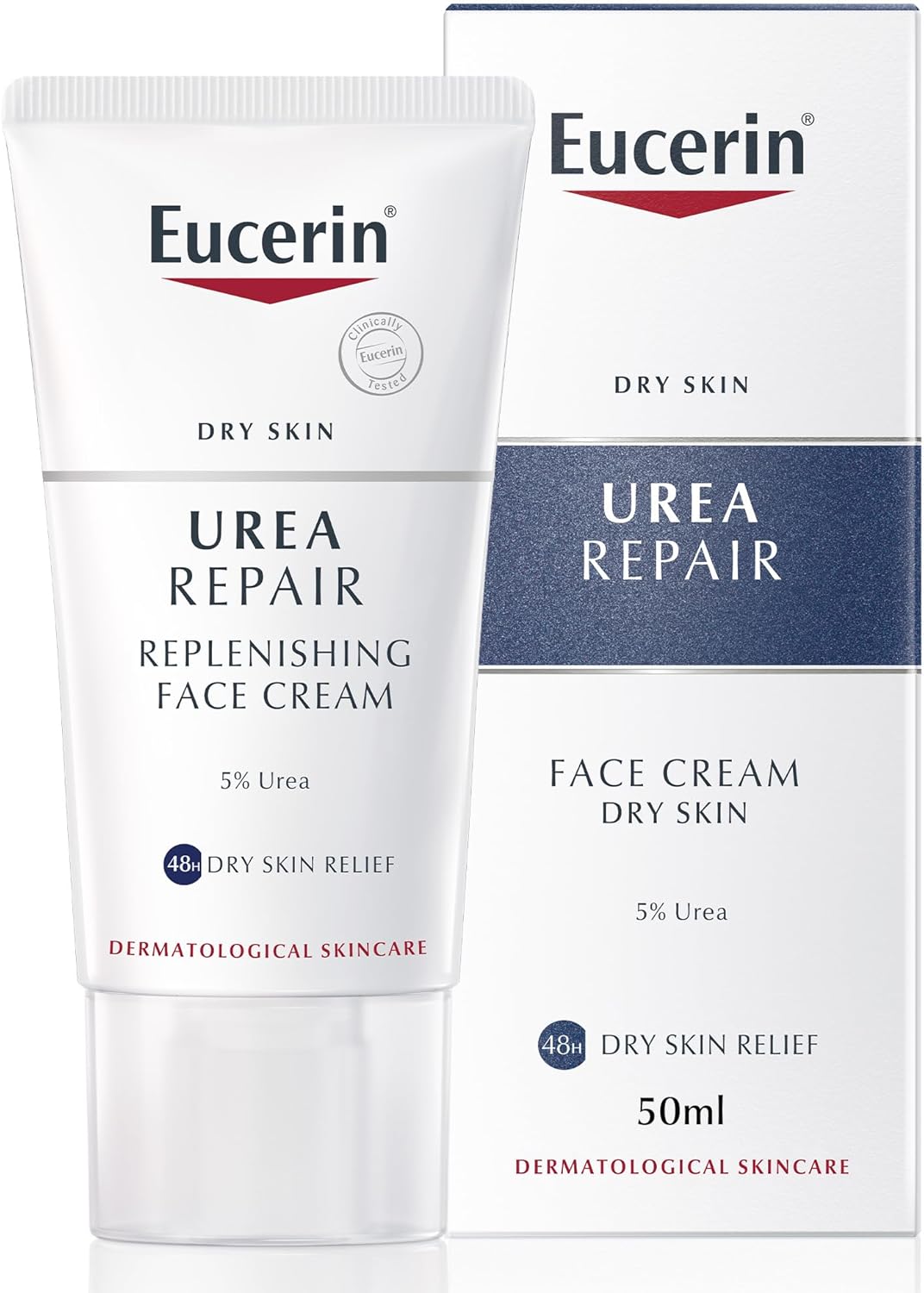 Eucerin UreaRepair Plus 5 Urea Face Cream with Ceramide and Lactate, Suitable for Mature