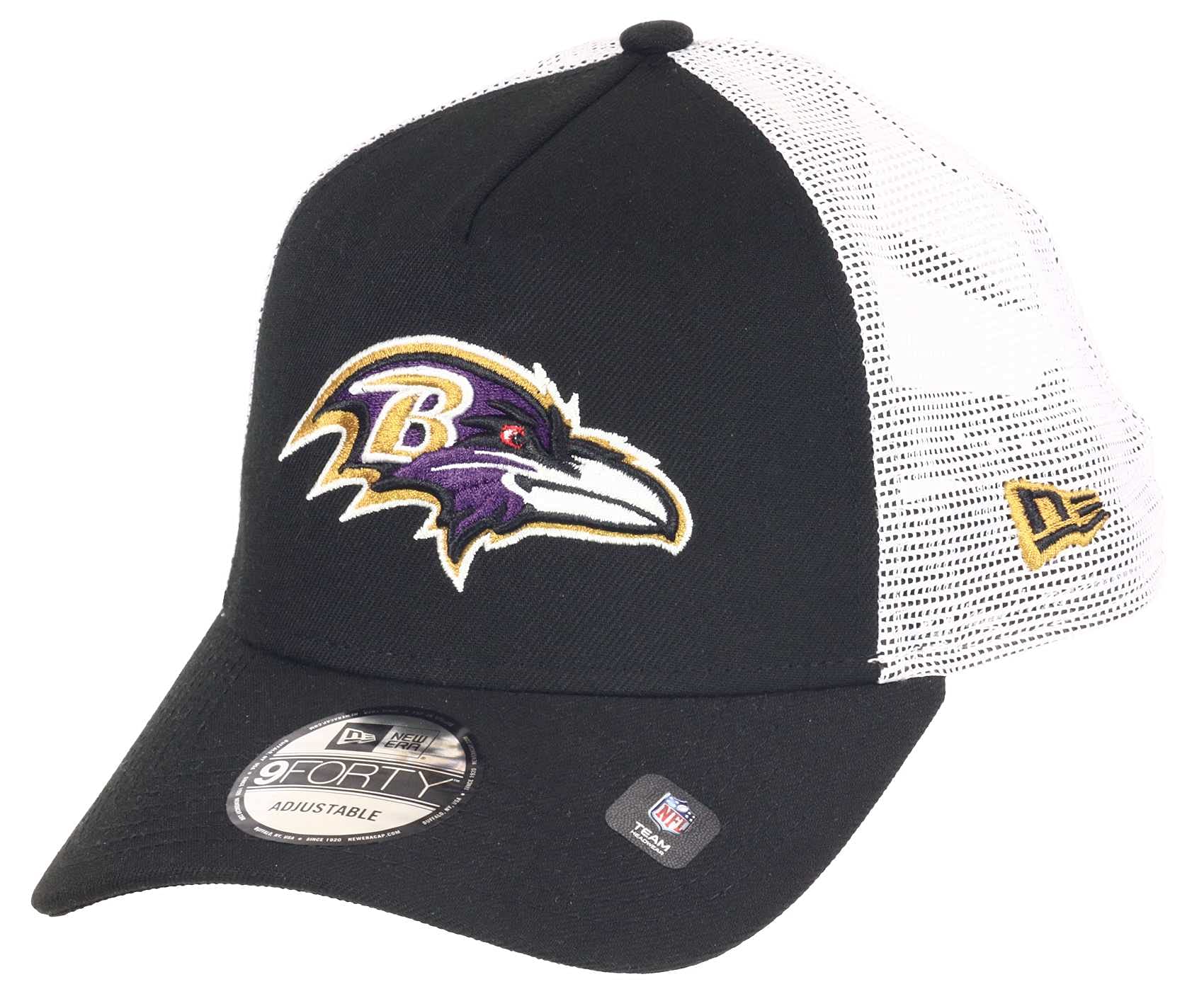 New Era Unisex Baltimore Ravens Nfl White Mesh Trucker 9Forty A-Frame Trucker Cap - One-Size