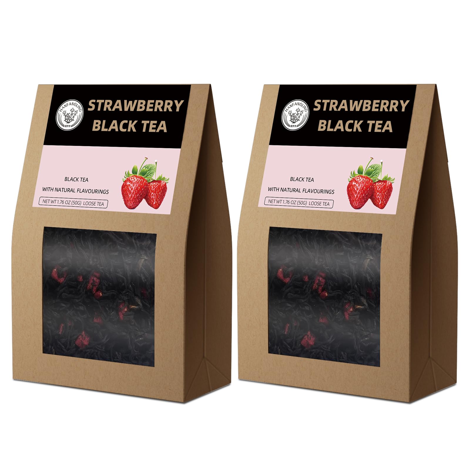 HANFANGLING Erdbeer Schwarztee,2Stück, Naturreine Loser Tee,Fördert den Stoffwechsel,Pflegt die Haut,Fruchtige Erdbeer-Note Vereint mit Aromatischem Schwarztee