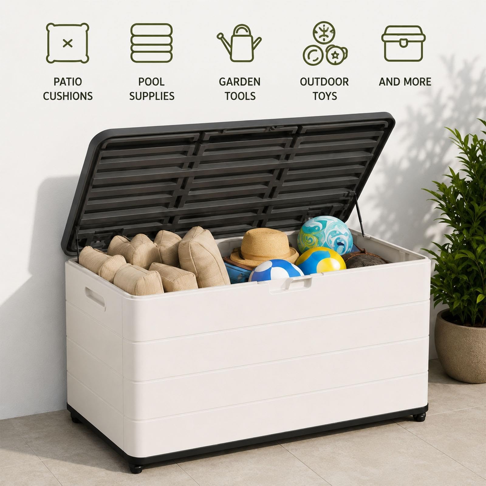 Générique Coffre de rangement en résine pour terrasse, outils et piscine