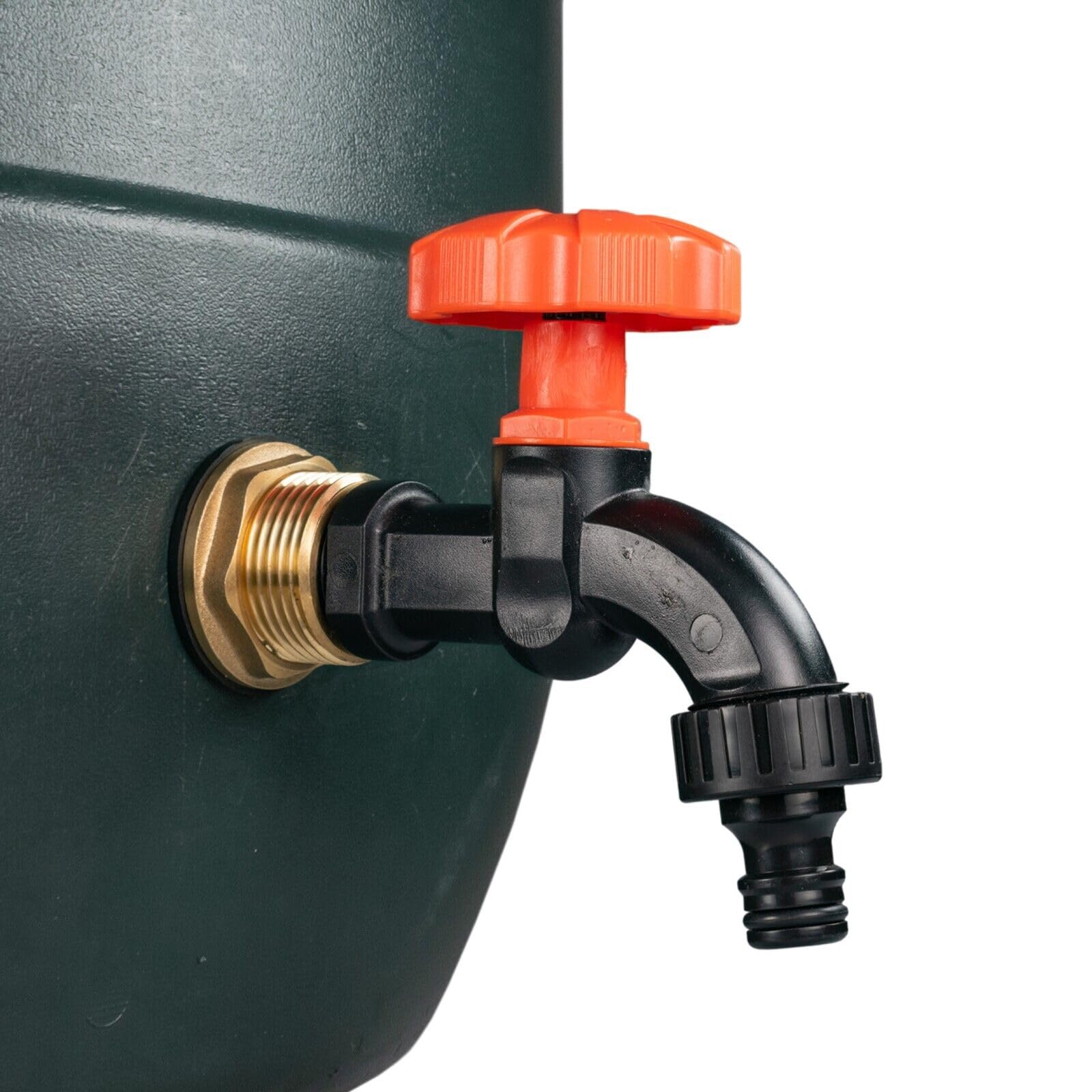 1" Brass Metal Lever Water Butt Replacement Tap with Quick Hosepipe Outlet – Durable Bib Tap for Garden Watering and Irrigation Systems (Plastic Dial Tap (Black))