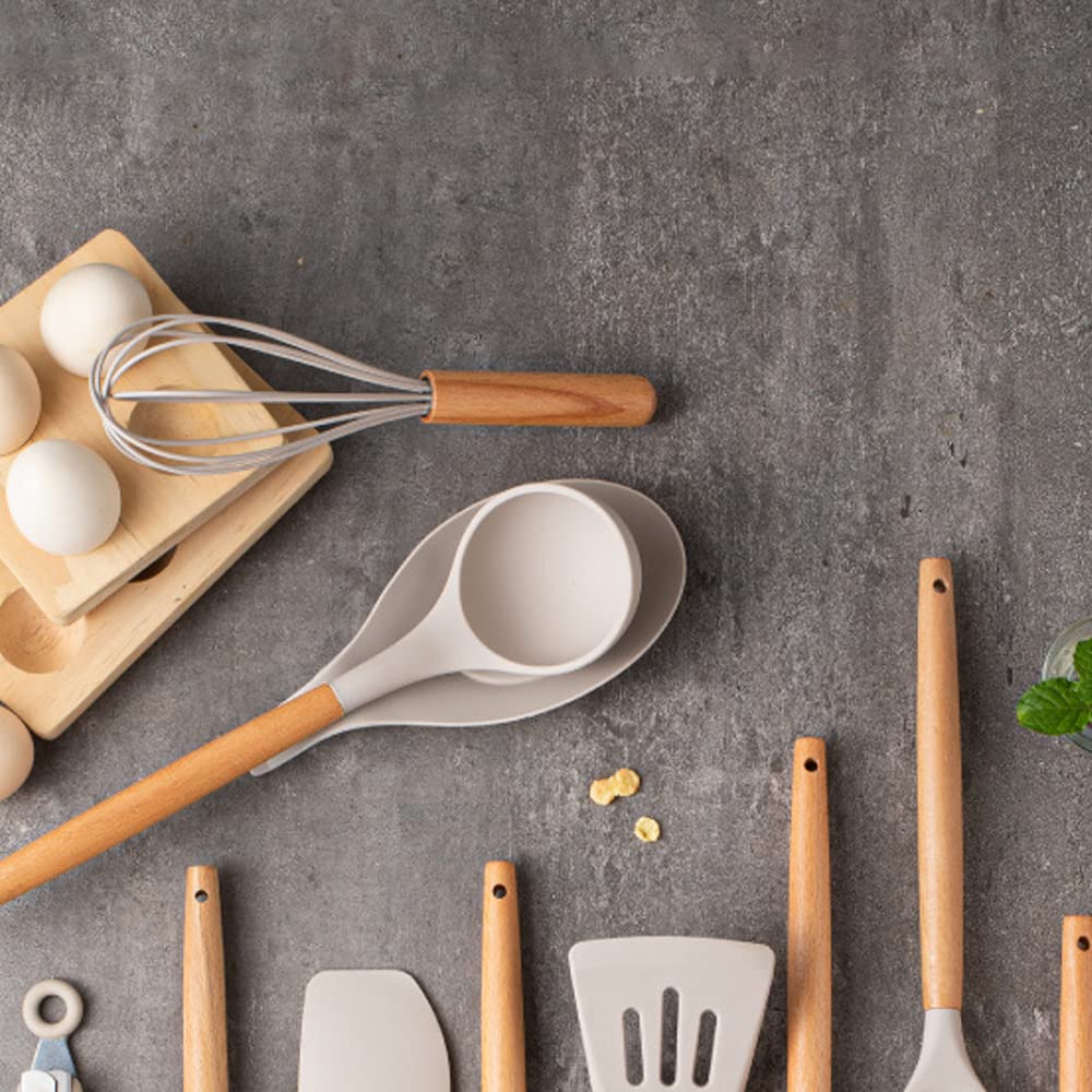 24 utensilios de cocina de silicona resistente al calor, juegos de cucharas de utensilios de cocina (Negro)