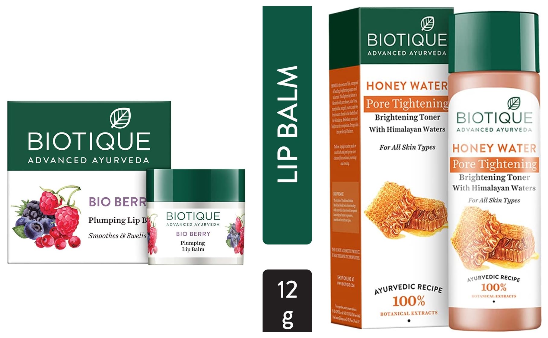 Biotique Bio Berry Plumping Lip Balm Smoothes & Swells Lips, 12G & Biotique Honey Water Pore Tightening Toner, 120ml-image-38