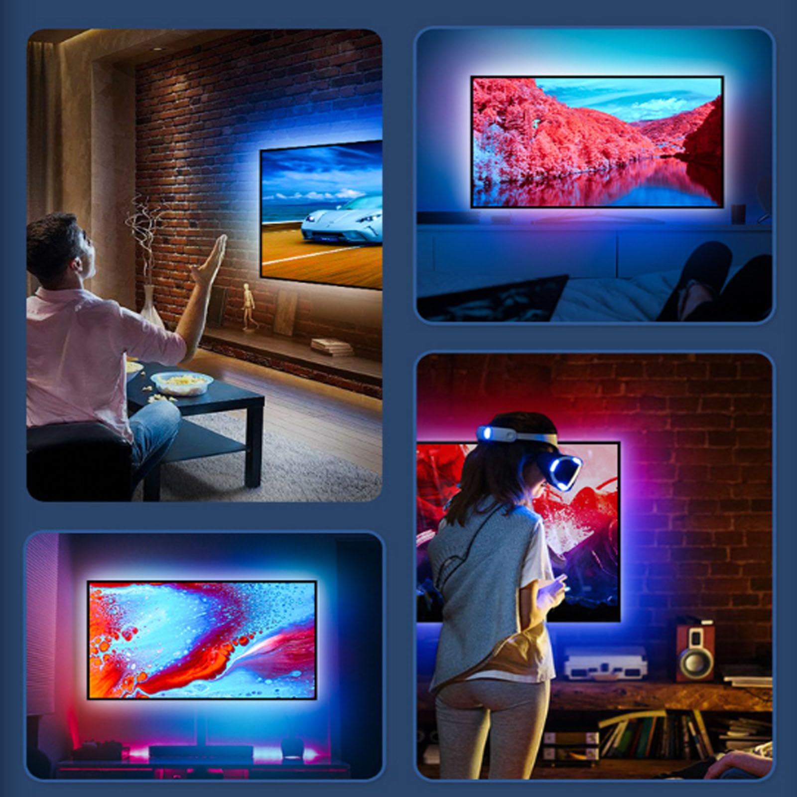 Retroiluminación LED de TV con caja de sincronización HDMI para televisores de 42 a 158 pulgadas, tira de luz LED inteligente para TV, música y juegos, luz de TV de sincronización de color de música,