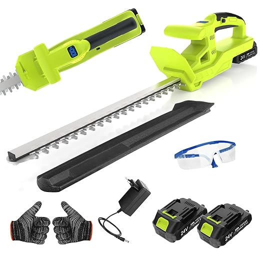 Hedge Trimmer Battery 21V, Cordless Electric Hedge Trimmer with 2 x 2000 mAh Batteries, 750 W Motor, Double Blade 50 cm, Electric Branch Cutter, Hedge Shears for Garden and Shrubs