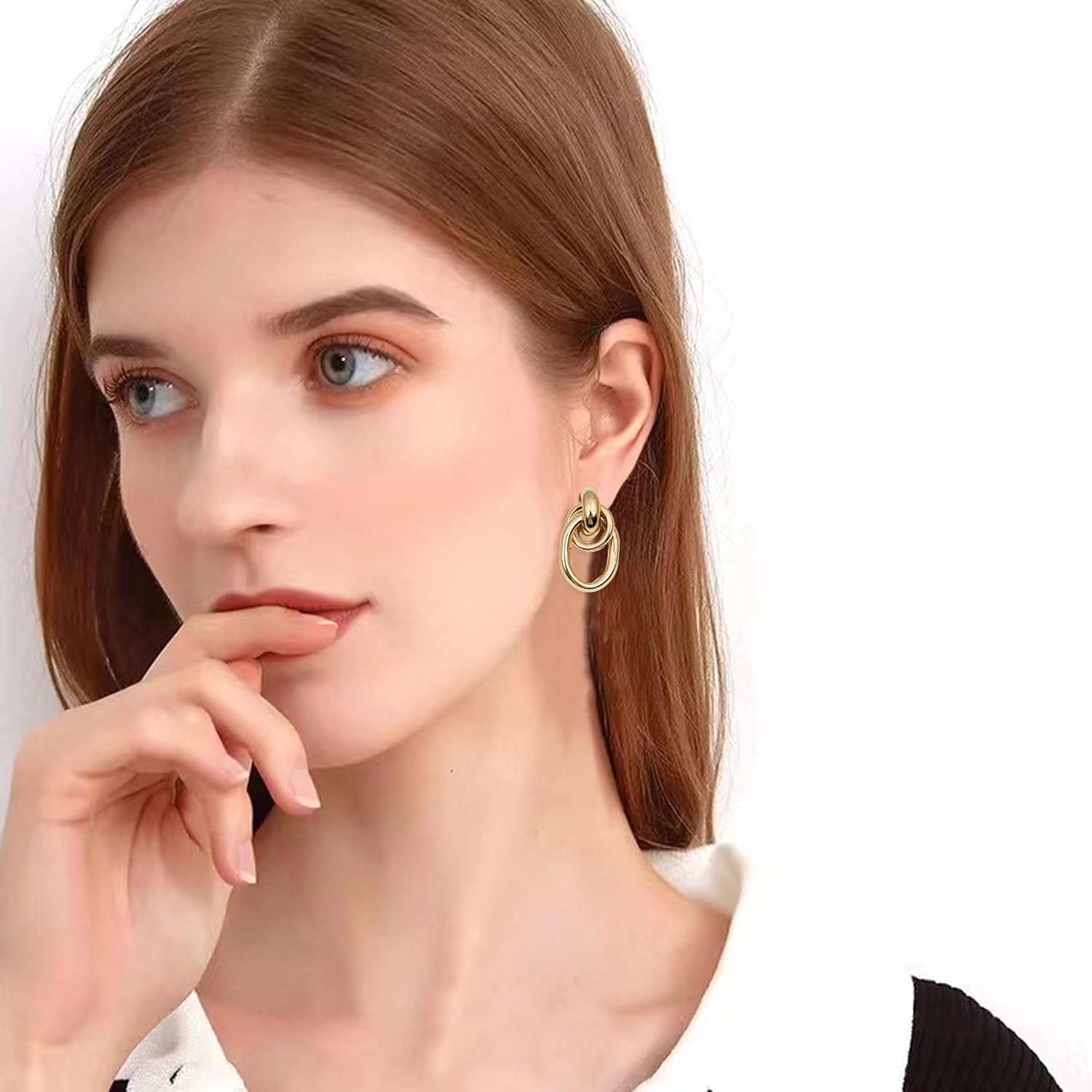 Gold Geometric Twists Knot Drop Dangle Earrings for Women Long Link Dangle Earrings Jewelry Gift - Image 4