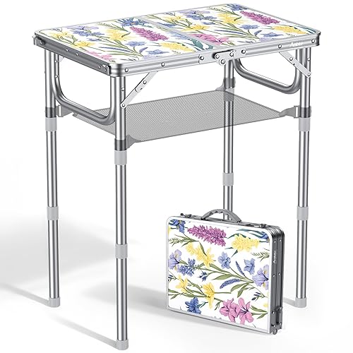 Anbte Table de Camping Pliante en Aluminium, Petite Table Pliable