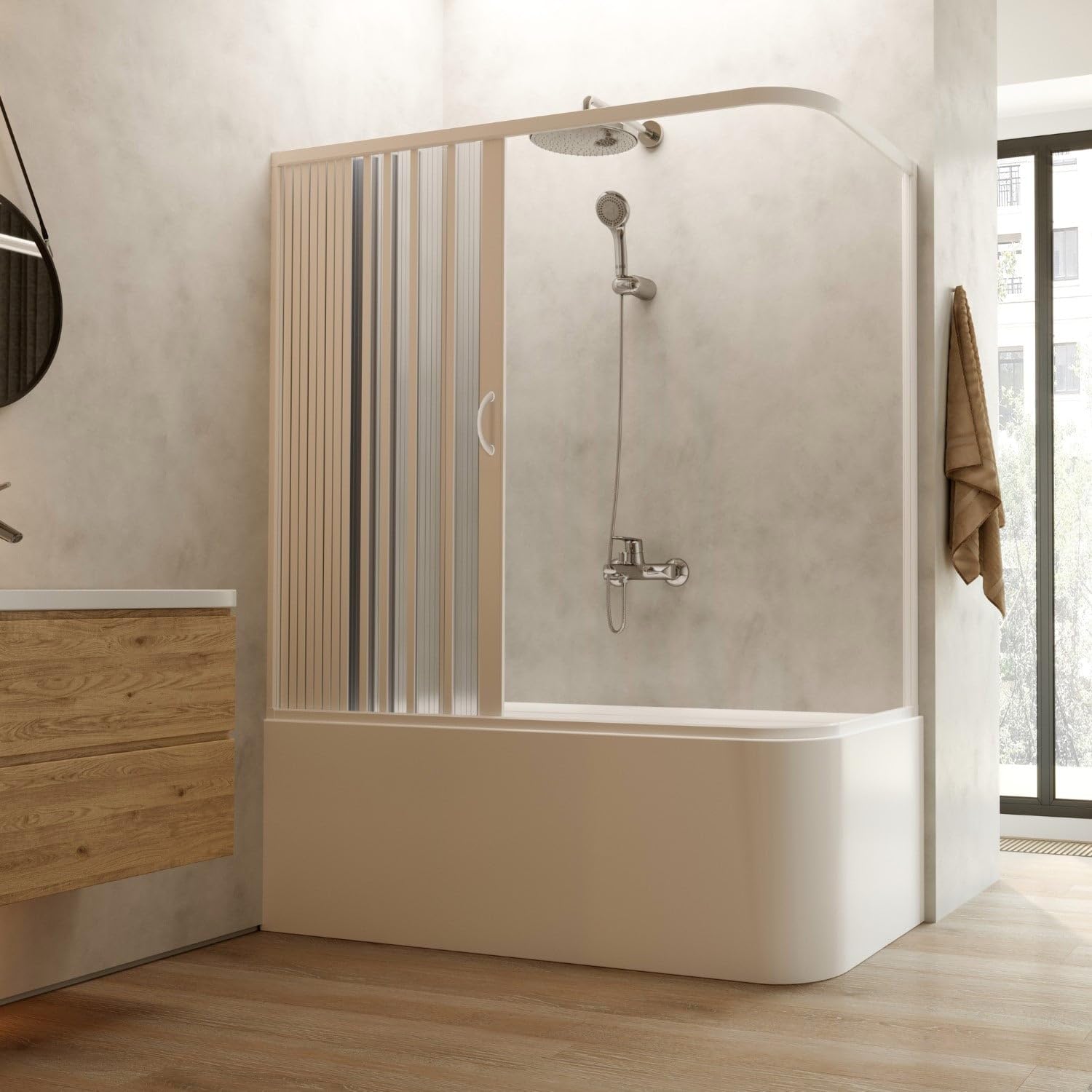 Box doccia sopravasca 70x140 in PVC a soffietto mod. Ortensia con apertura laterale