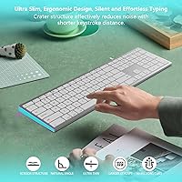 Vista 2 de Teclado con cable para Mac, teclado compatible con Apple, tamaño completo, 20 teclas de acceso directo multimedia, USB A/USB C, para Apple Mac